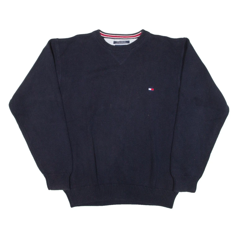 TOMMY HILFIGER Mens Jumper Blue Tight Knit L