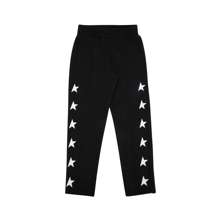 Golden Goose Kids Star- Boys Jogging Pants Blackwhite Cotton Poliester Pantaloni