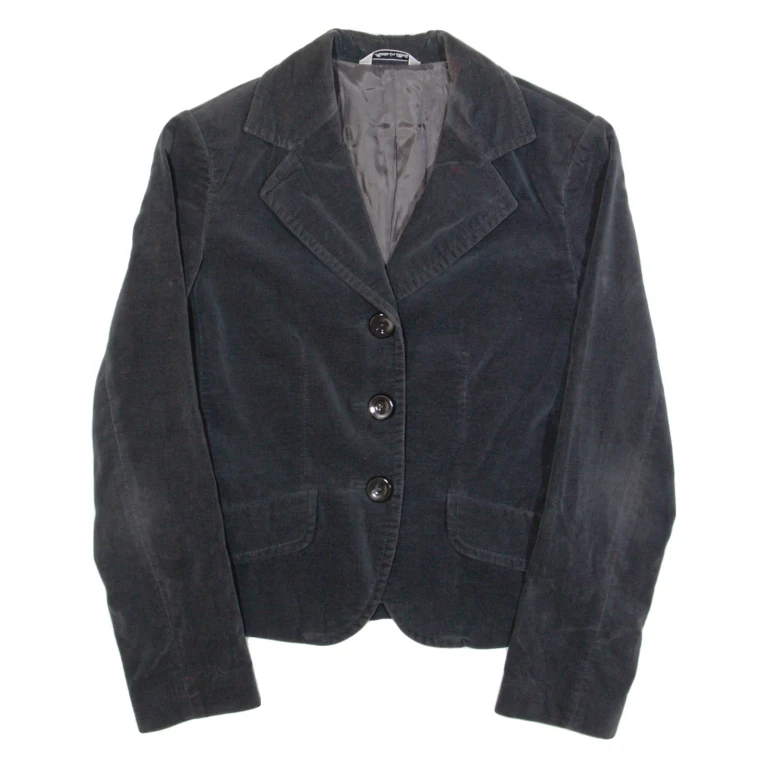 PIU & PIU Womens Blazer Jacket Black Velvet 90s S