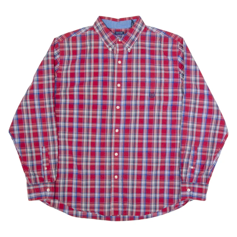 CHAPS Mens Shirt Red Plaid Long Sleeve XL