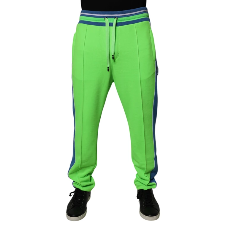 Green Blue Jogger Sweatpants Pants Polyester Cotton Elastane - Men