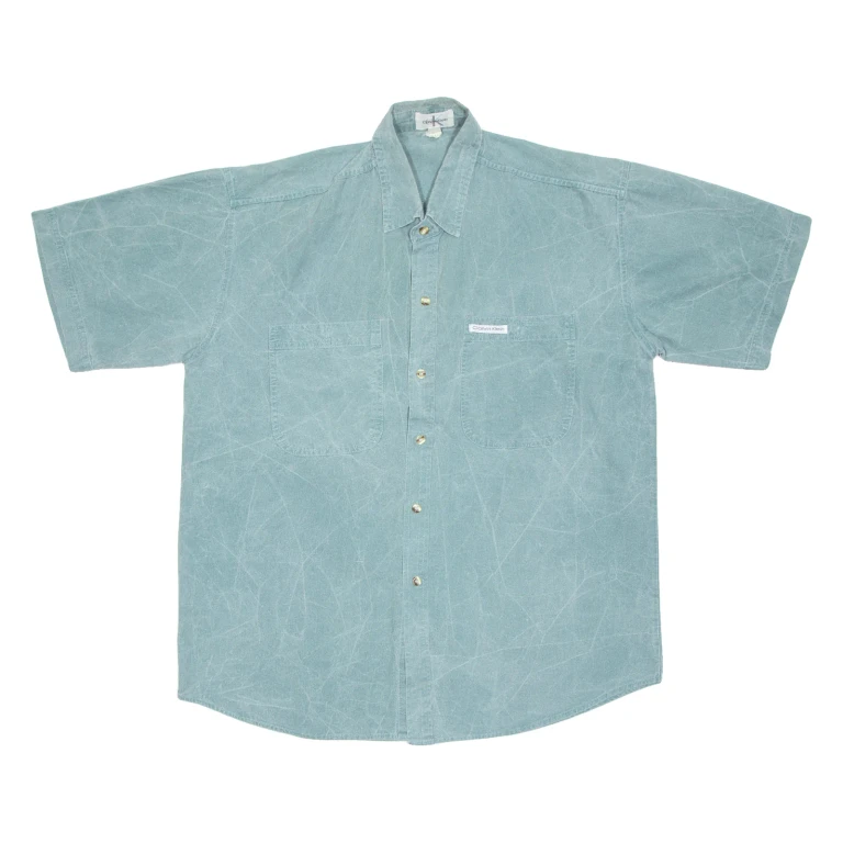CALVIN KLEIN Mens Plain Shirt Blue L