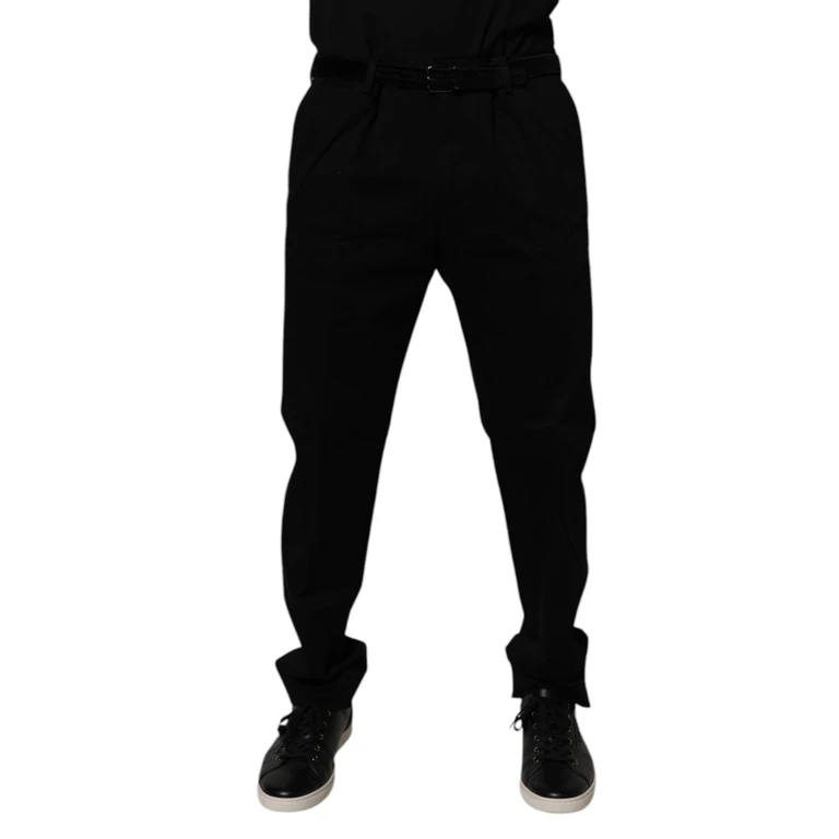 Dolce & Gabbana Black Cotton Men Skinny Dress Formal Pants Elastane - Men