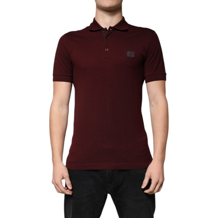 Dolce & Gabbana Maroon Collared Short Sleeves Polo T-Shirt Cotton Polyester - Men