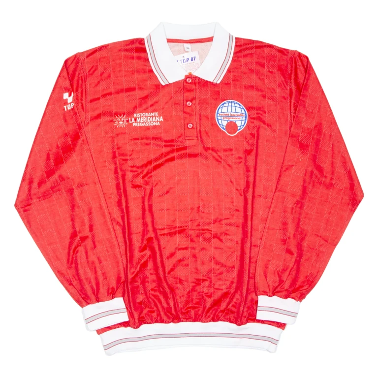 Mens Polo Shirt Red Long Sleeve L