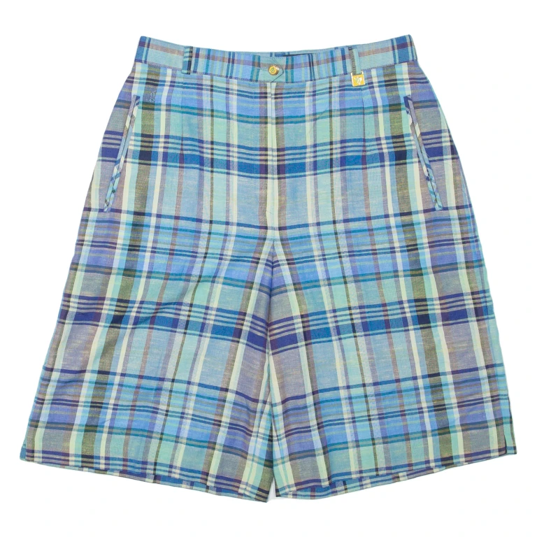GARDEUR Womens Casual Shorts Blue Relaxed Plaid UK 12 W28