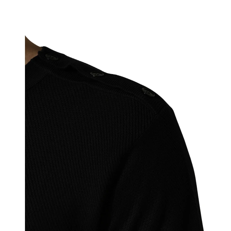 Dolce & Gabbana Black Crew Neck Long Sleeve Pullover Sweater Cotton Silk Clothing - Men