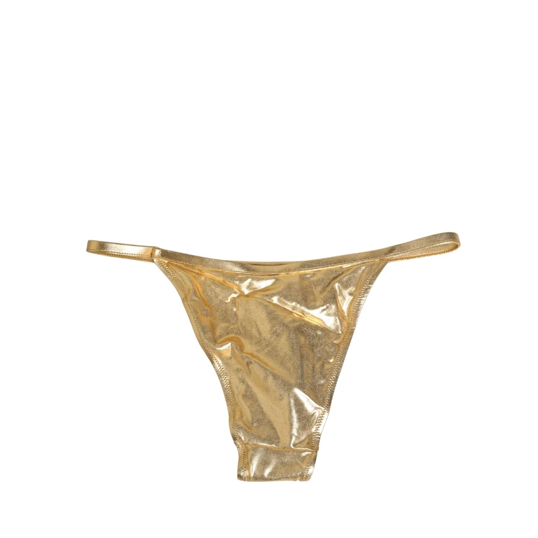 Gold-Tone Polyester Bikini Bottom Logo Swimwear Elastane Clothing - Women