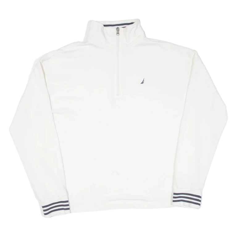 NAUTICA Womens Sweatshirt White 1/4 Zip S