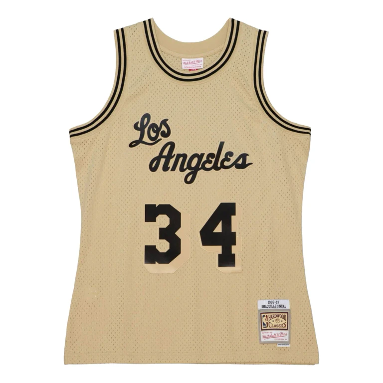 Men's Khaki Black Swingman Jersey Lakers 1996 Shaquille O'Neal Jerseys