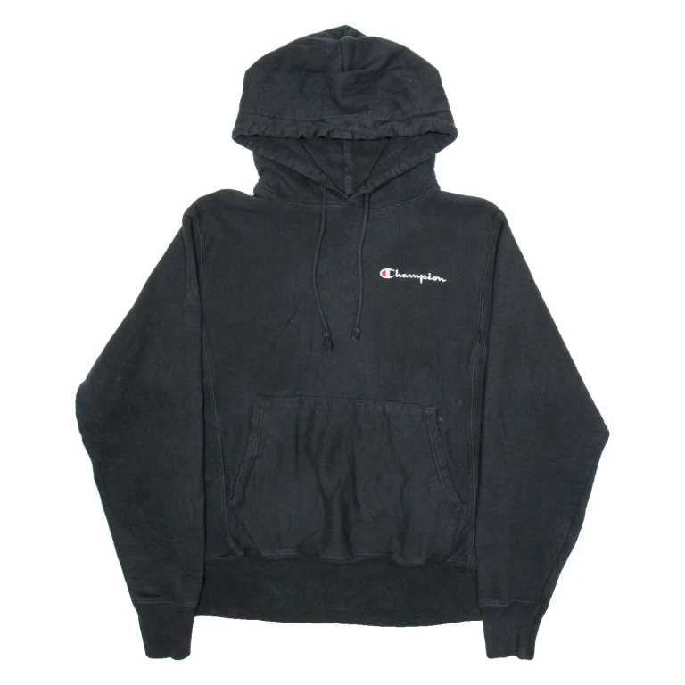 CHAMPION Mens Black Hoodie S