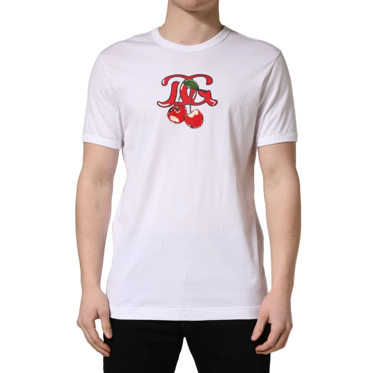 Dolce & Gabbana White Dg Cherries Cotton Crew Neck T-Shirt - Men