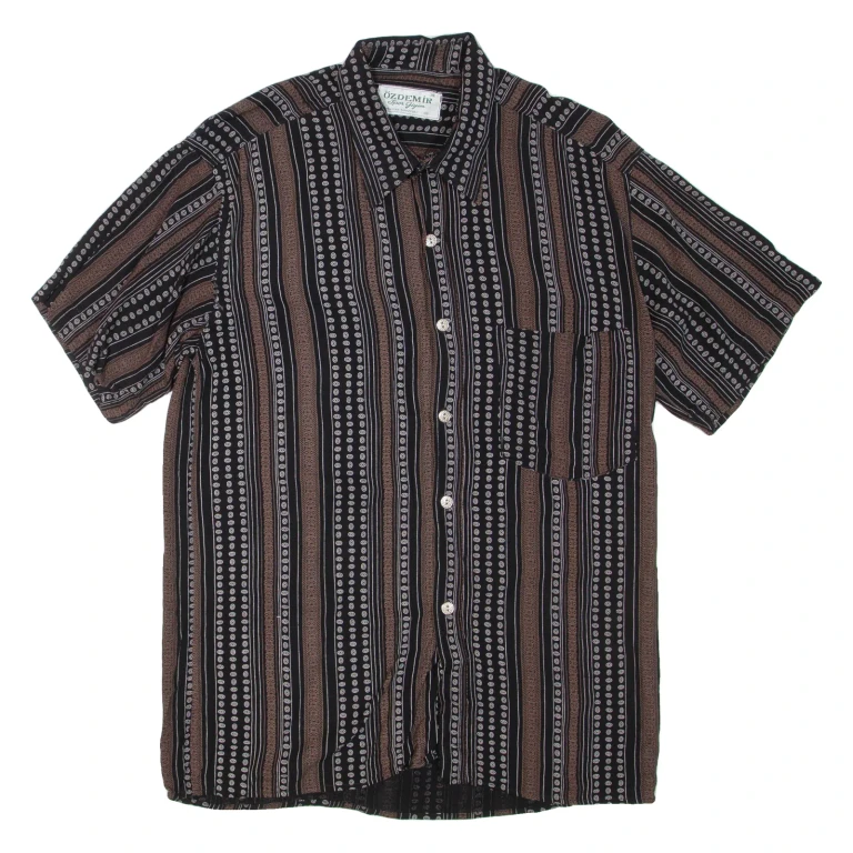 OZDEMIR Mens Shirt Brown Striped XL