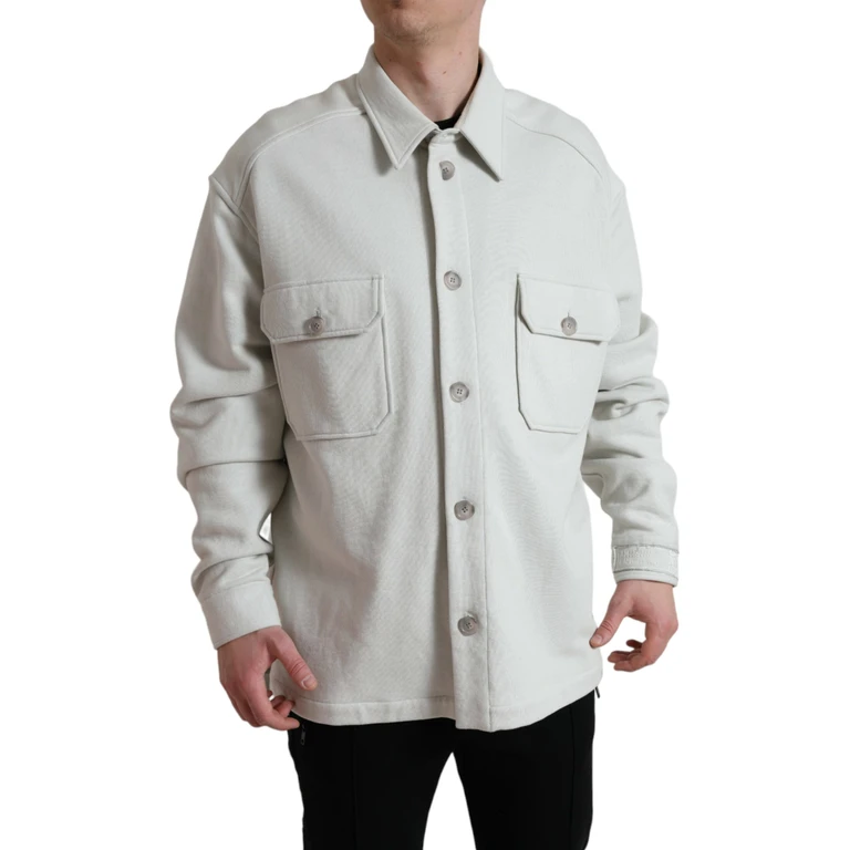 Dolce & Gabbana Grey Cotton Button Down Collared Coat Jacket Gray Clothing - Men