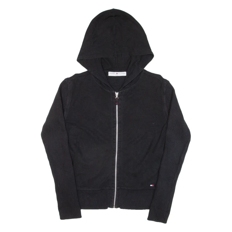 TOMMY HILFIGER Mens Black Hoodie Full Zip S