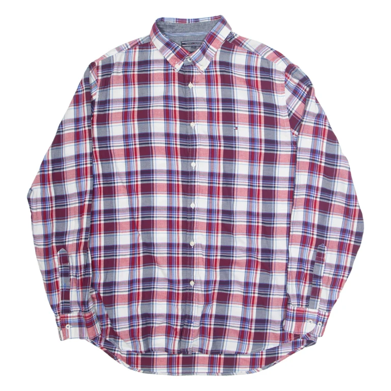 TOMMY HILFIGER Mens Shirt Red Check Long Sleeve XL