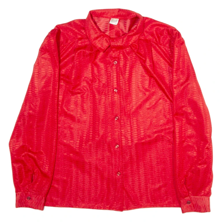 Womens Shirt Red Collared Long Sleeve M