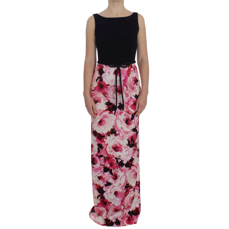Dolce & Gabbana Pink Floral Print Long Maxi Sheath Dress - Women