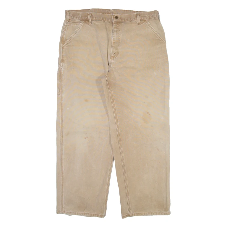 CARHARTT Carpenter Womens Trousers Beige Relaxed Straight W38 L30
