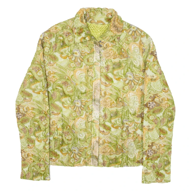 Womens Quilted Jacket Green Paisley M
