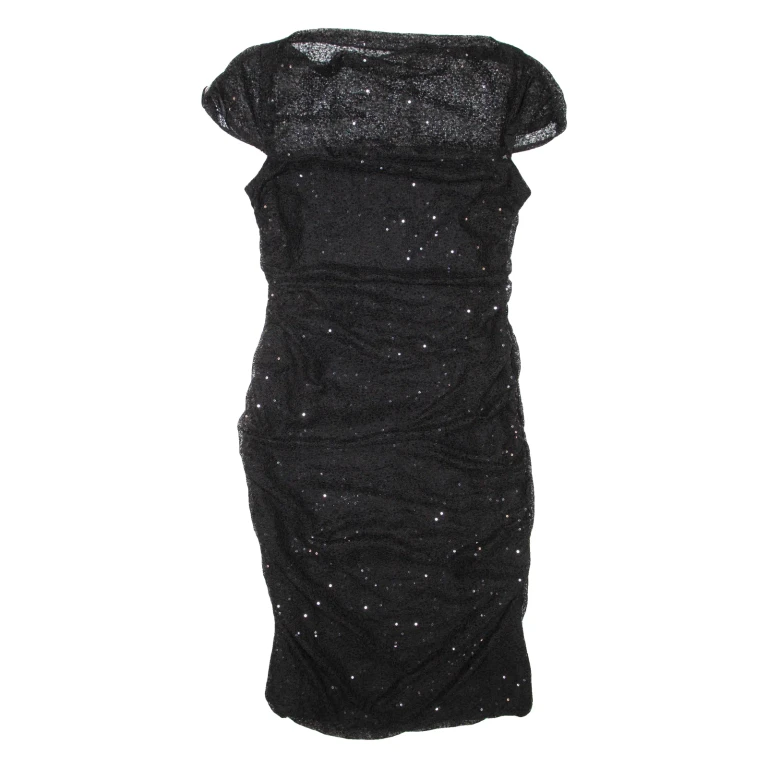 PHASE EIGHT Womens Bodycon Dress Black Short Sleeve Knee Length L