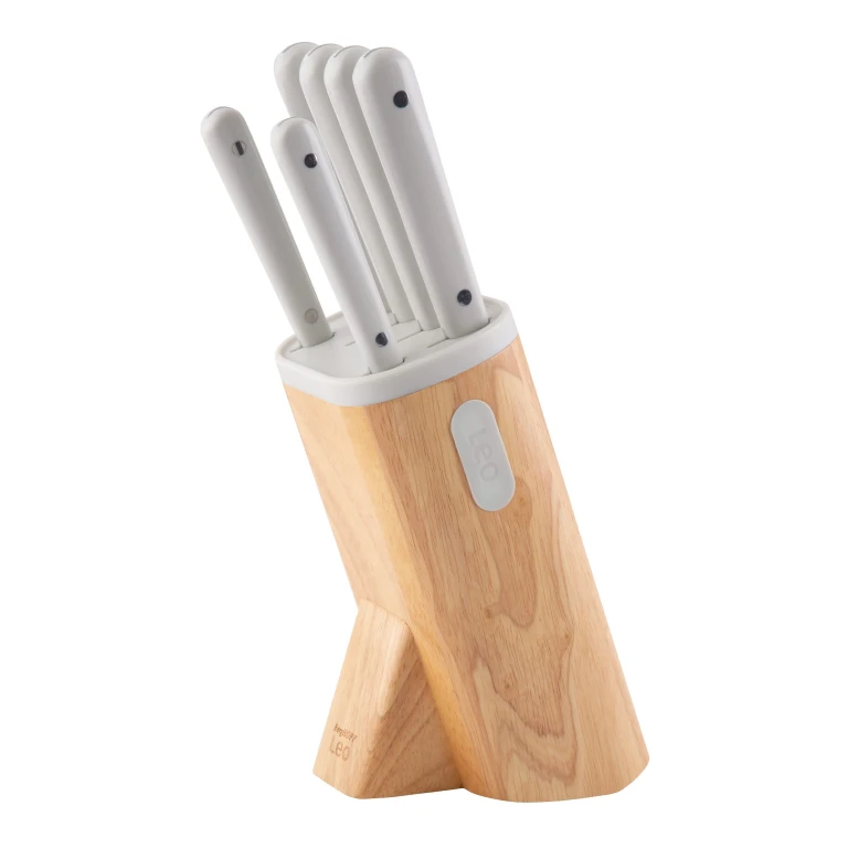 Leo Glints Stainless Steel 7Pc Knife Block Set, Spirit