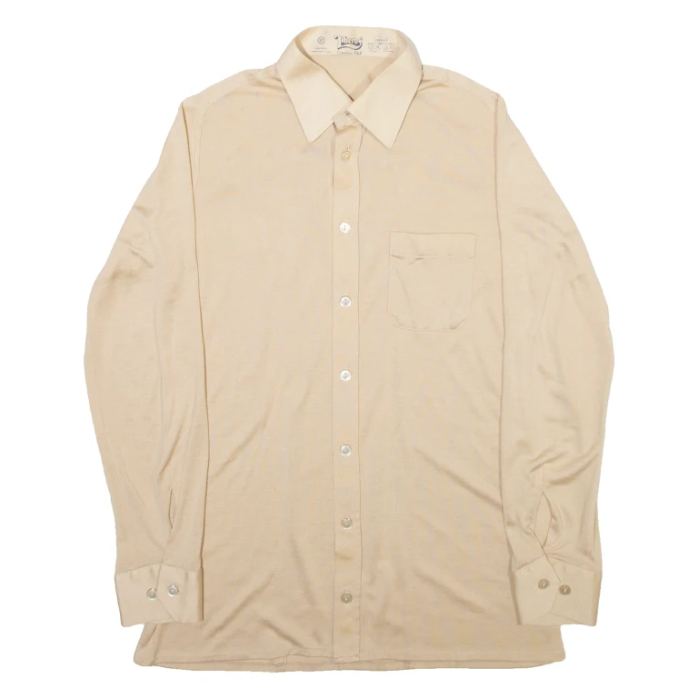 LIBERO Mens Plain Shirt Beige Long Sleeve S
