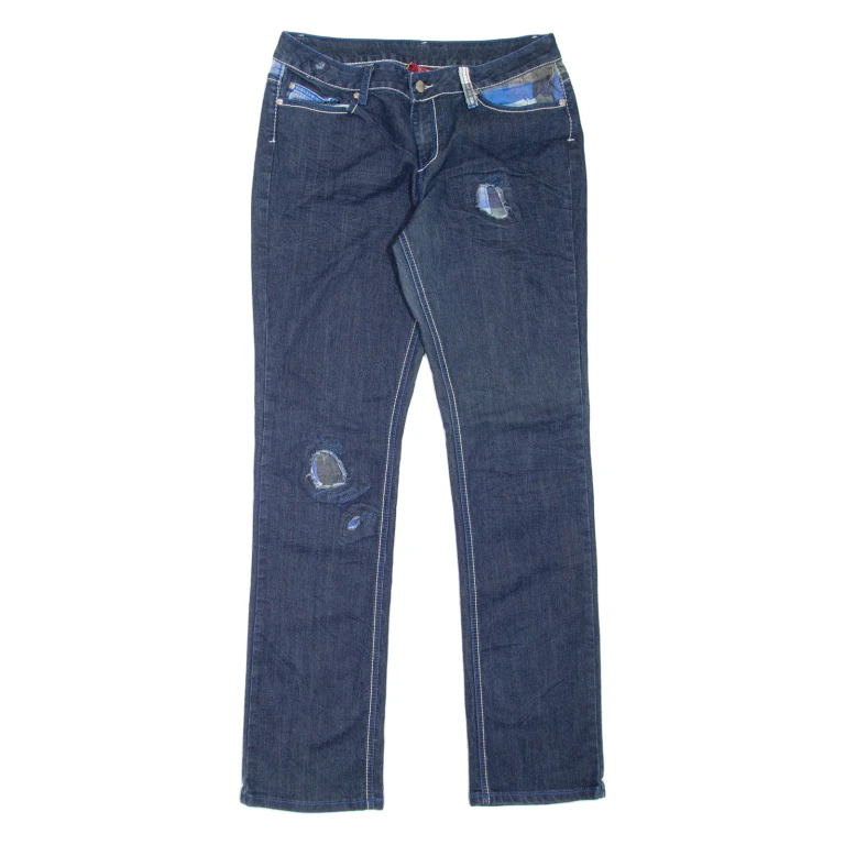ASHIGARU Womens Jeans Blue Regular Straight W32 L33