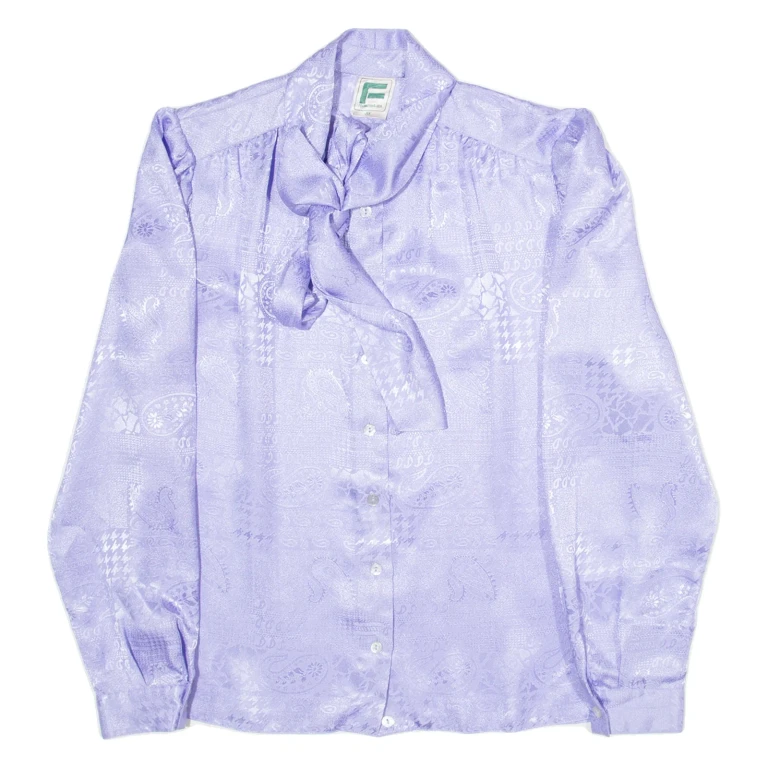FINKENWALDE Womens Printed Blouse Purple Long Sleeve Crazy Pattern S