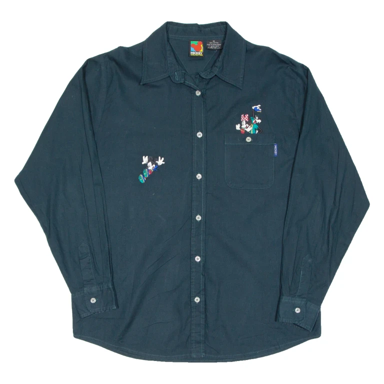 MICKEY UNLIMITED Mens Plain Shirt Green Long Sleeve M
