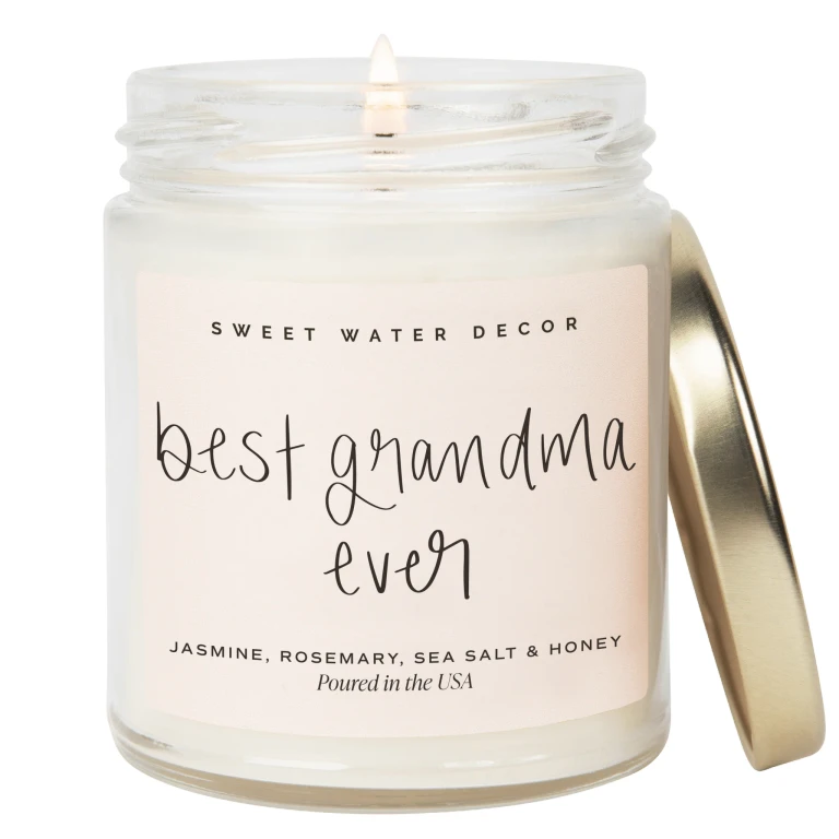 Best Grandma Ever Soy Candle - Clear Jar - 9 oz (Wildflowers and Salt)