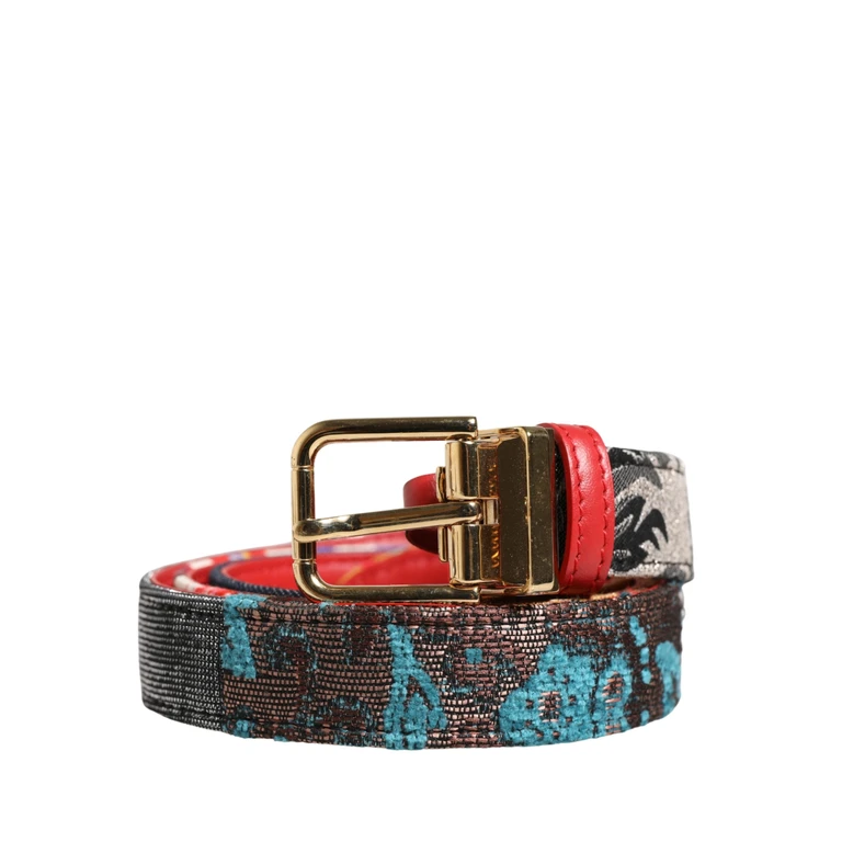 Dolce & Gabbana Multicolor Floral Jacquard Metal Buckle Belt - Women