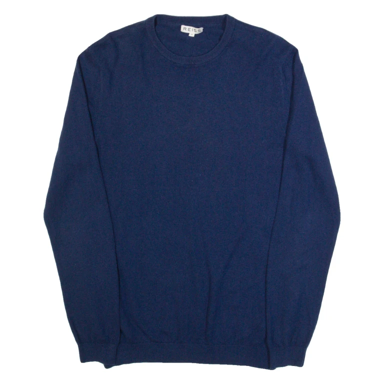 REISS Mens Jumper Blue Tight Knit Wool M