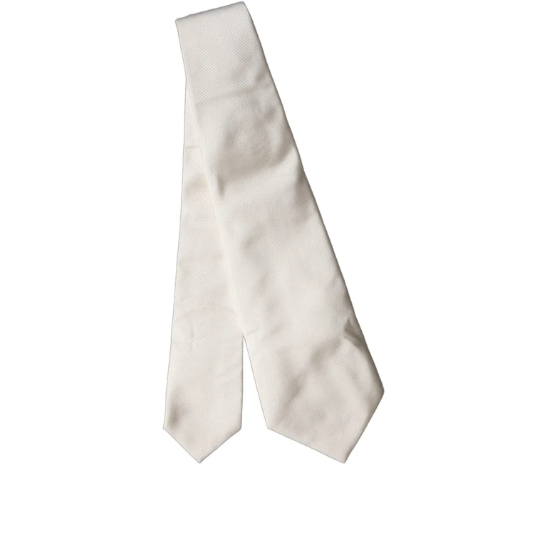 Dolce & Gabbana Off White Solid Silk Adjustable Women Tied Necktie Tie - Women