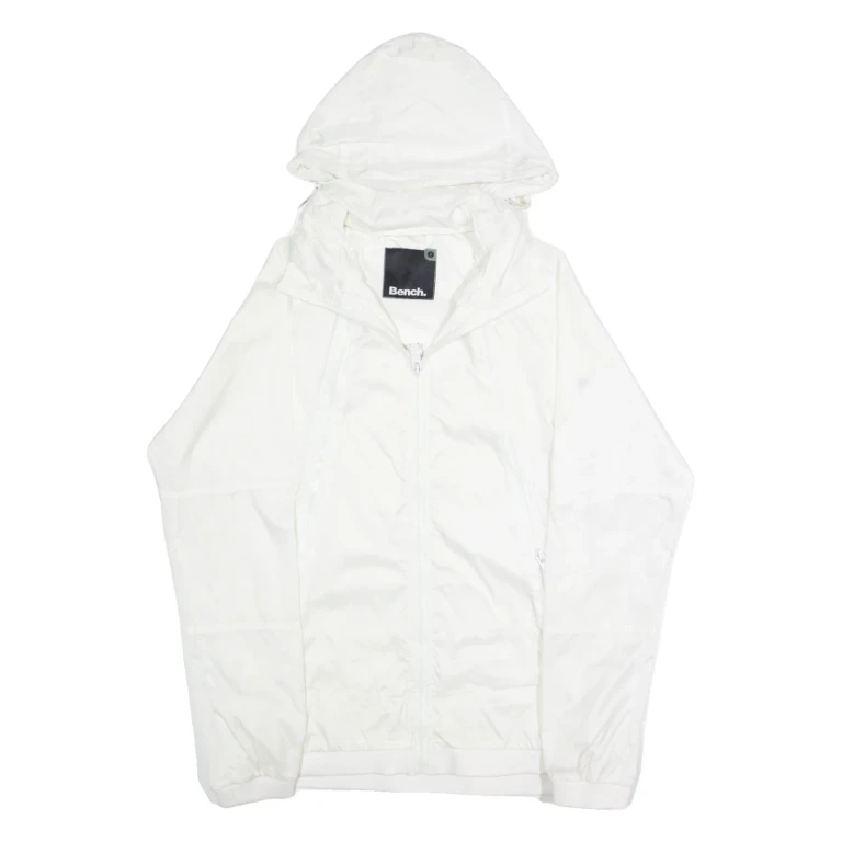 BENCH Mens Rain Jacket White Hooded S