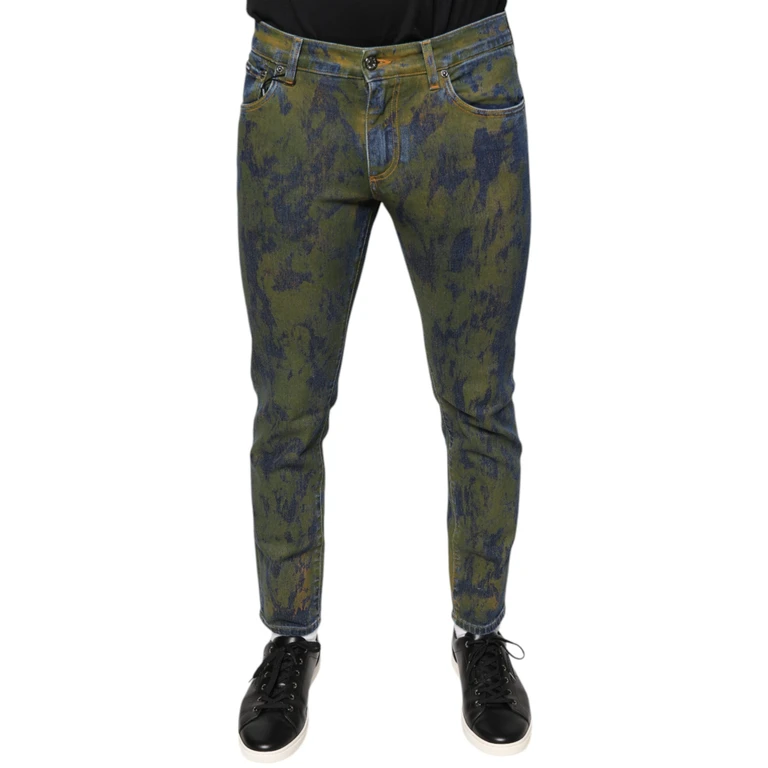 Dolce & Gabbana Blue Cotton Dye Slim Fit Men Denim Jeans Elastane Stretch Clothing - Men