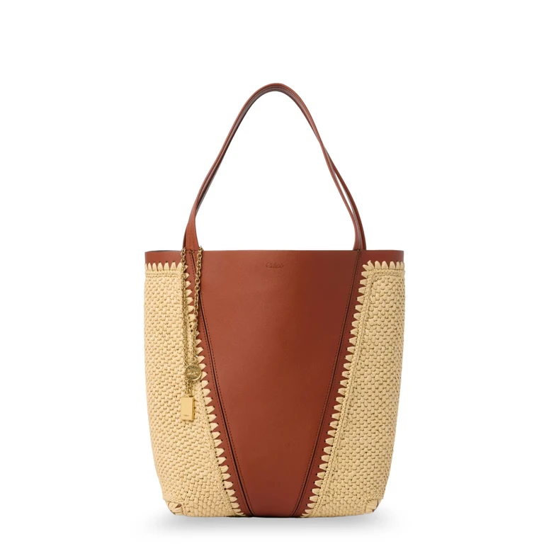 ChloÃ© Spin Leather And Raffia Shoulder Bag