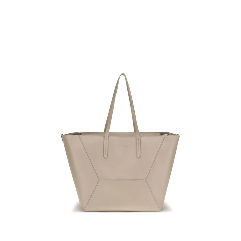 Brunello Cucinelli Beige Calf Leather Bos Taurus Shoulder Bag - Women