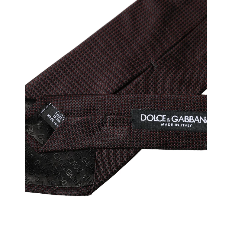 Dolce & Gabbana Black Red Patterned Silk Adjustable Men Necktie Tie Brown - Men