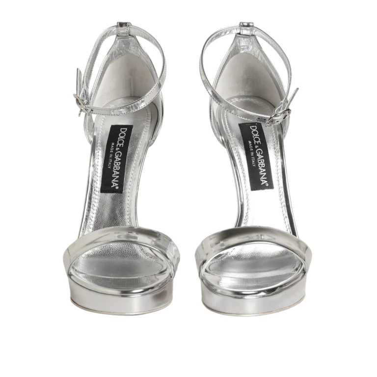 Dolce & Gabbana Silver Leather Platform Keira Sandals Shoes Pl+pu - Women