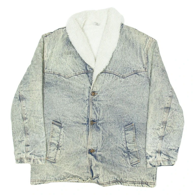 Mens Sherpa Lined Denim Jacket Grey M