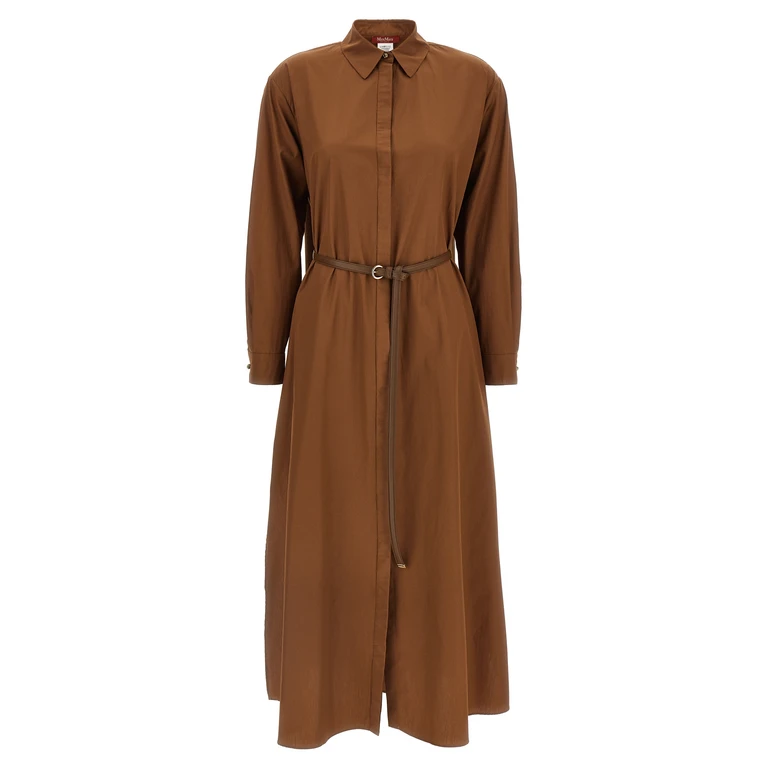 Max Mara Brown Cotton Long Dress - Women