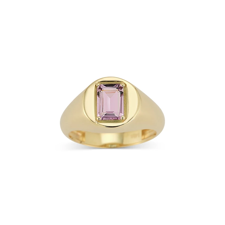 14K Yellow Gold Amethyst Signet Ring