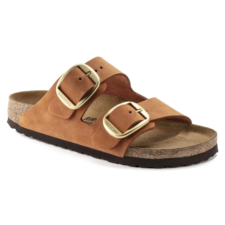 Arizona Big Buckle Nubuck Leather Pecan Sandals
