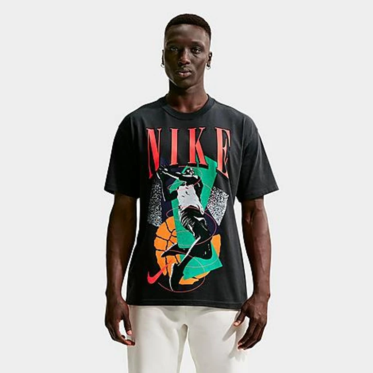 Nike Men's Basketball Retro Graphic T-Shirt in Off Noir Size: Small