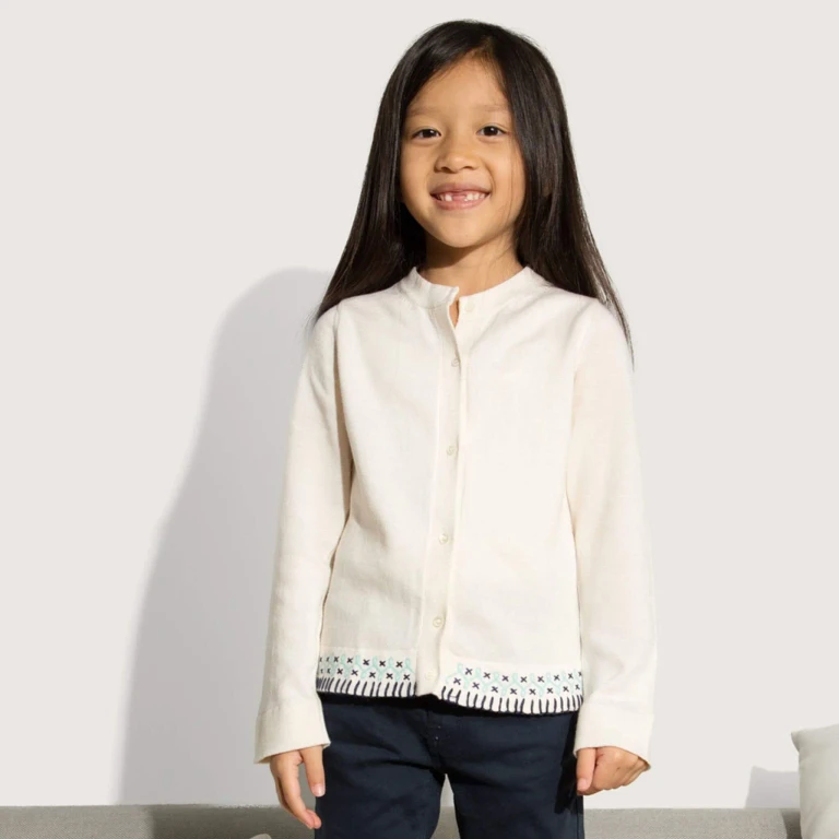 Embroidered Ivory Cardigan - 6-7