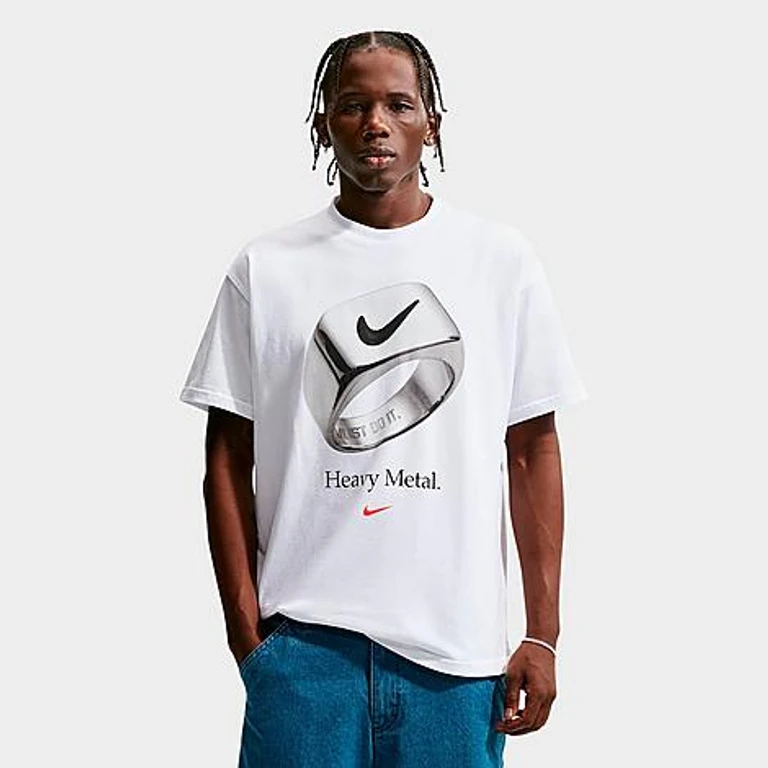 Nike Men's Sportswear Heavy Metal T-Shirt in White Size: XS