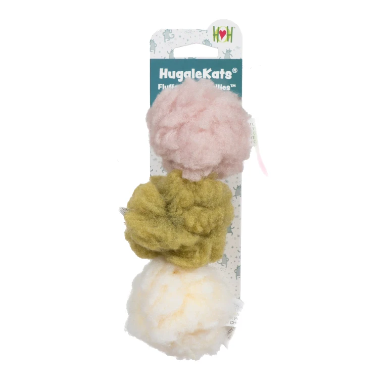 HuggleKats FlufferFleece Ballies Plush Cat Toys, 3 Pack