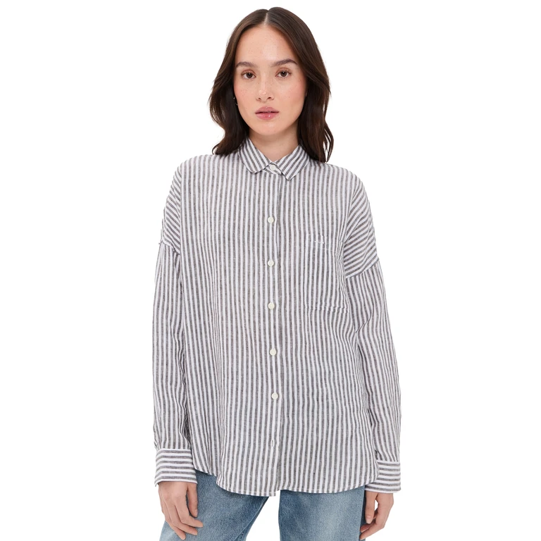 Alex Mill Jo Shirt In Havana Stripe Espresso/Ivory XS