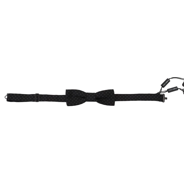 Dolce & Gabbana Black Pattern Silk Adjustable Neck Papillon Bow Tie - Men